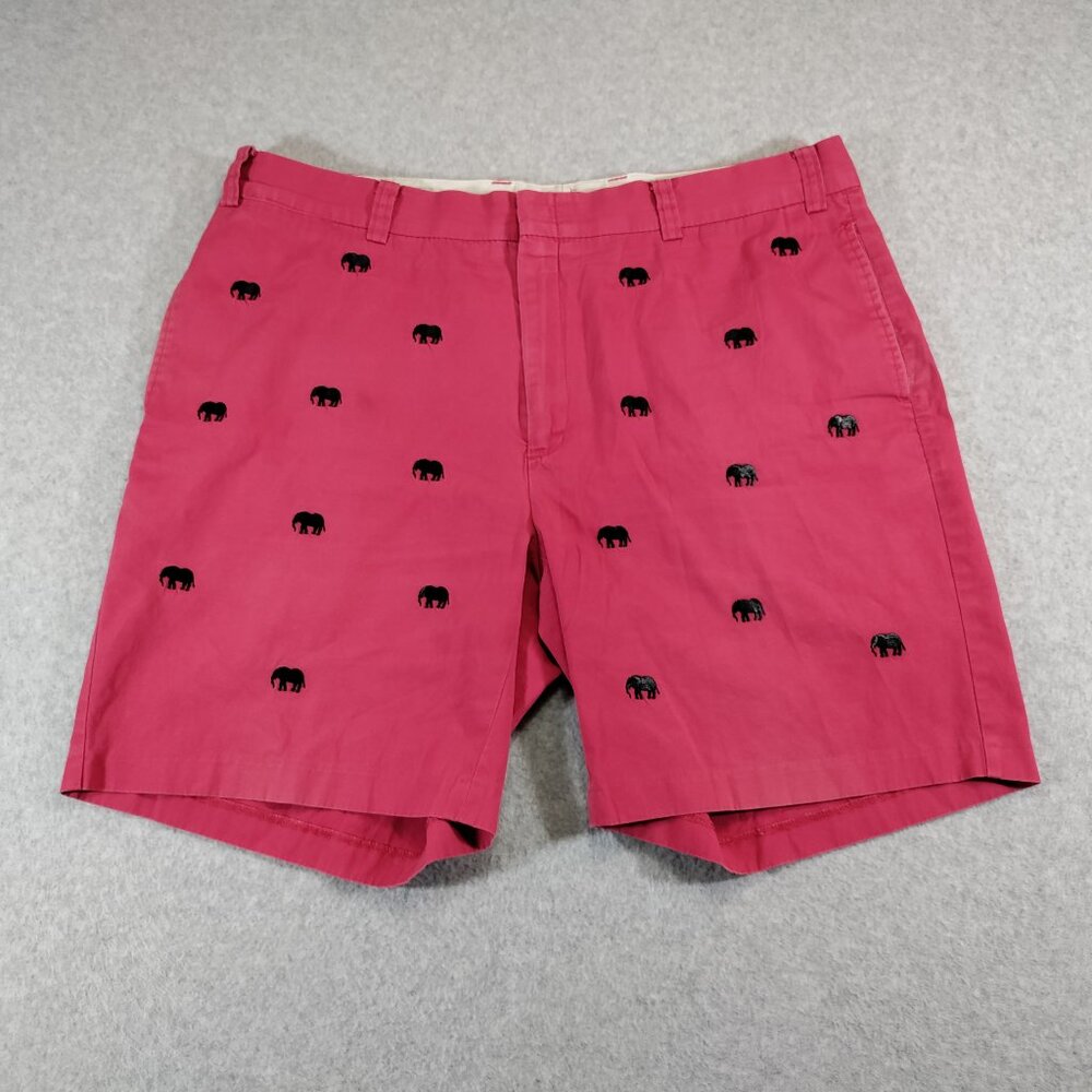 Orvis Shorts Mens 42* (40) Mens Red Embroidered Elephants 100% Cotton